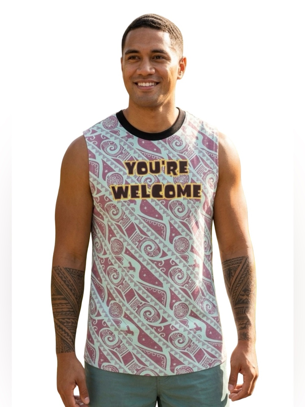 Disney Parks Moana Maui "You're Welcome" muscle Tank top tribal tattoo  NWT S